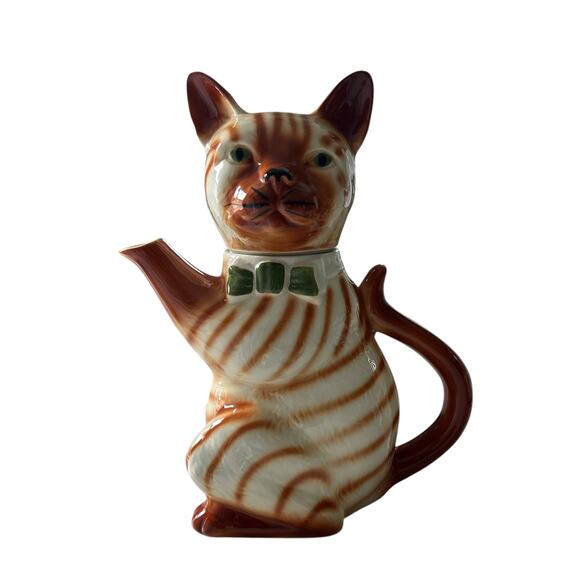Vintage Novelty Ginger Tabby Cat Ceramic Teapot‎ Tea Pot Tony Wood Studios - Picture 1 of 8